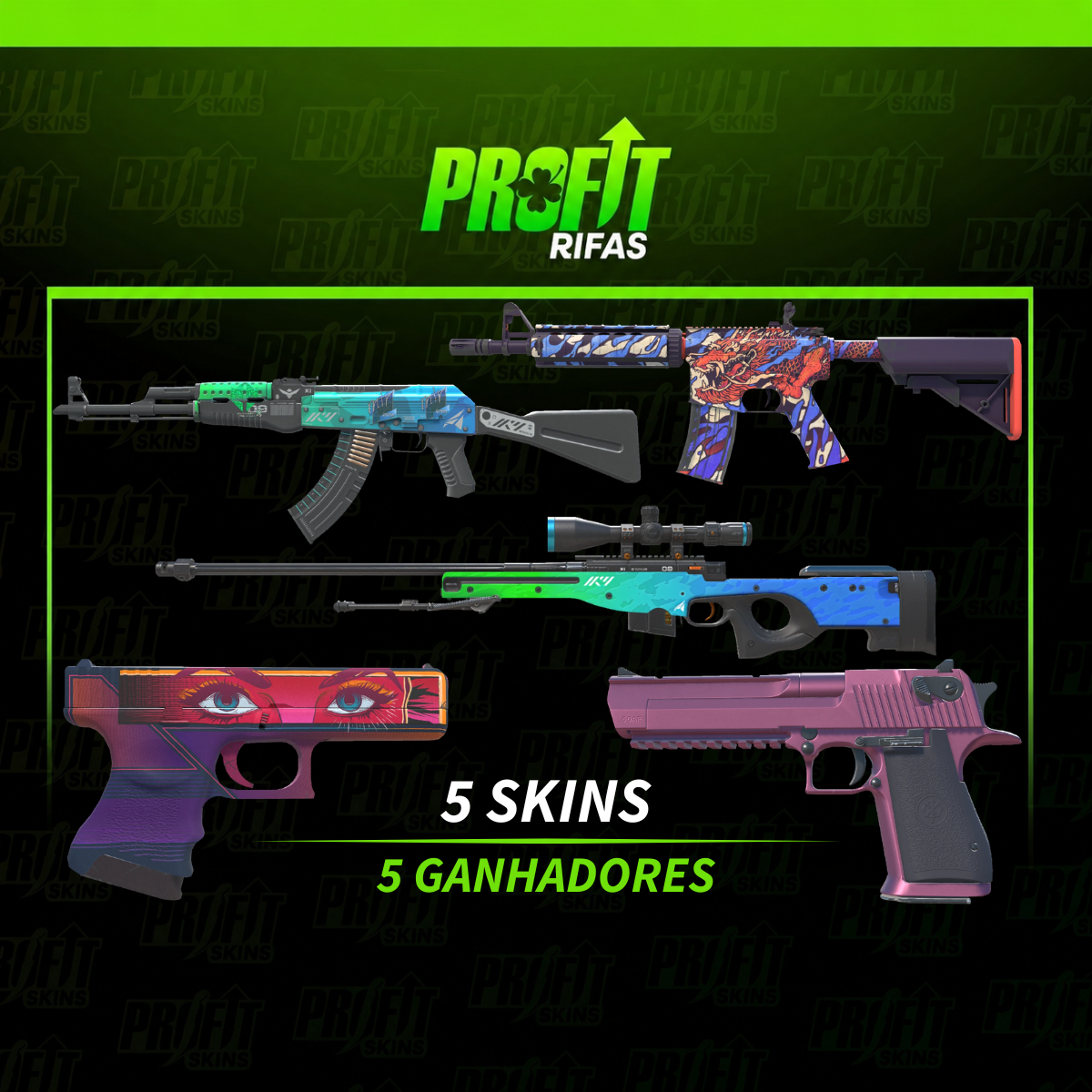 5 SKINS 5 GANHADORES